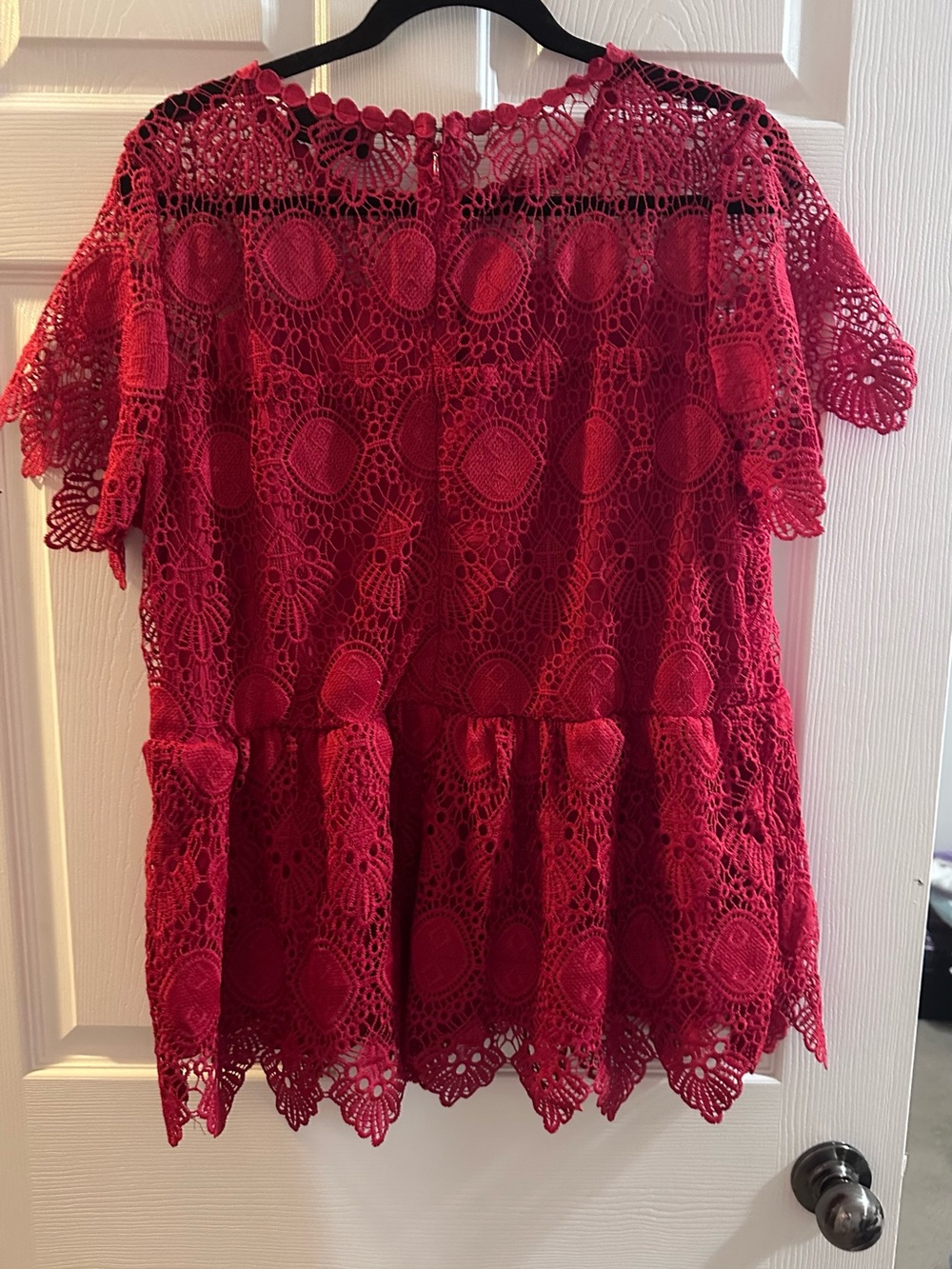Lane Bryant Coral Red Crochet Lace Shell